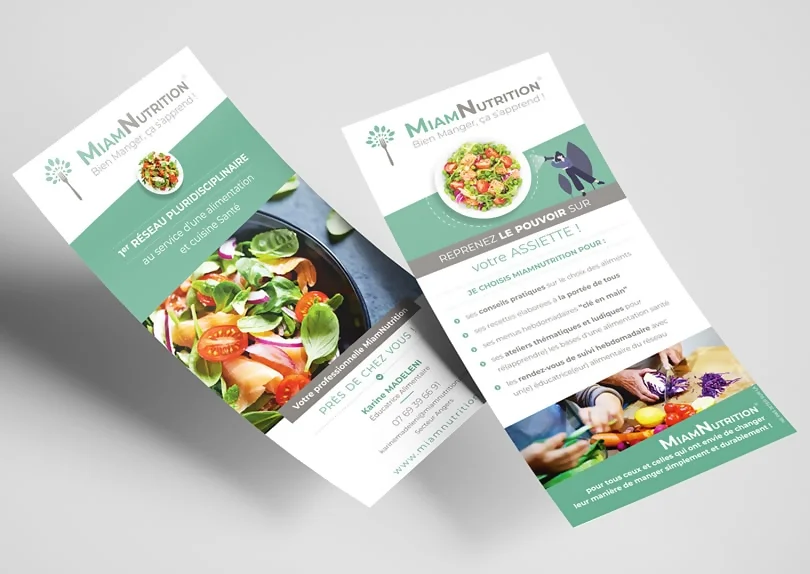 Création de flyers pour un réseau de spécialistes de l'alimentation, la nutrition et la santé