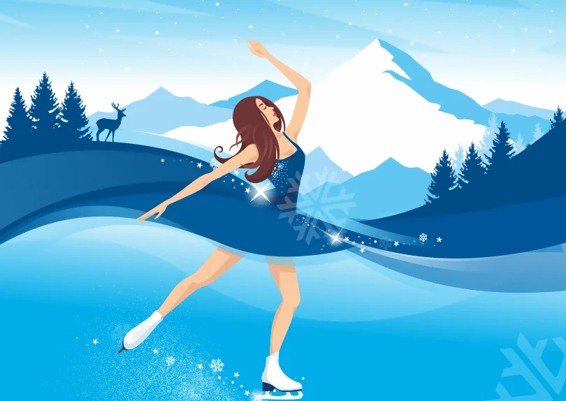 Création illustration patinage artistique sur glace © CIMAJINE graphiste Saint-Nazaire