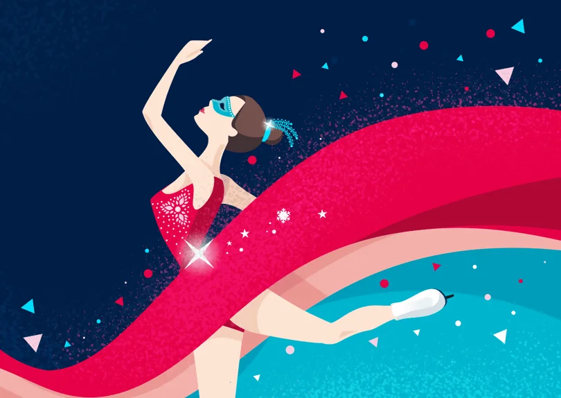 Création illustration patinage artistique sur glace © CIMAJINE graphiste Saint-Nazaire