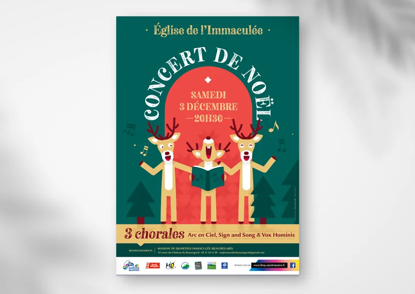 Création d'une affiche illustrée pour un concert de noël