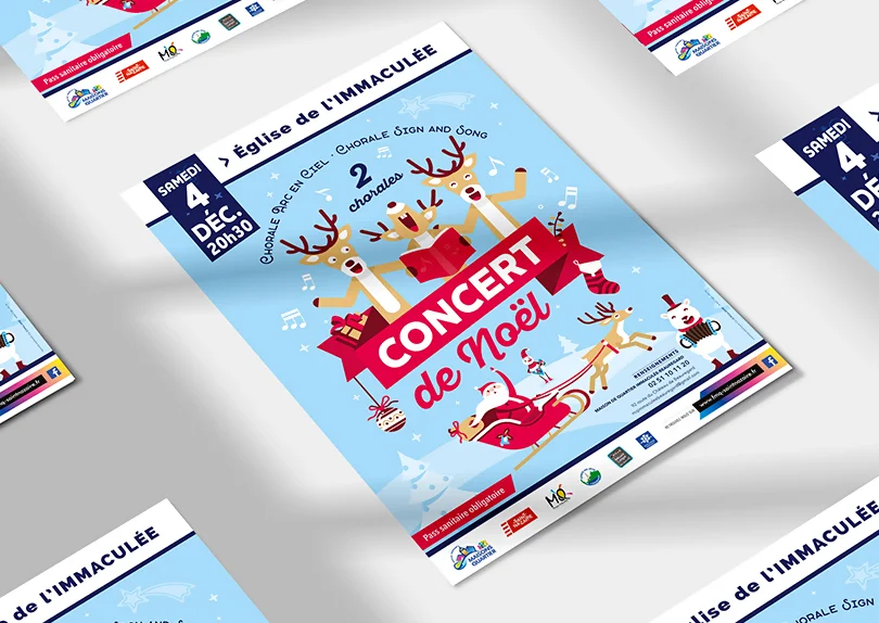 Création d'une affiche illustrée pour un concert de noël