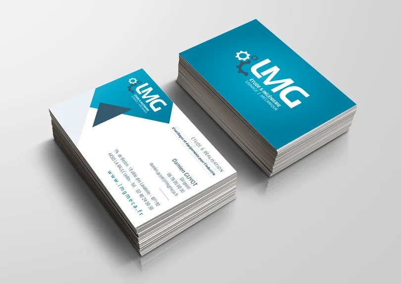 Création impression des cartes de visite pour l'entreprise LMG, (La Baule) par CIMAJINE, graphiste à Saint-Nazaire