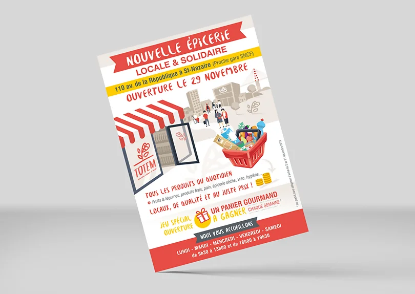 Création impression flyer épicerie solidaire association Totem © CIMAJINE graphiste Saint-Nazaire
