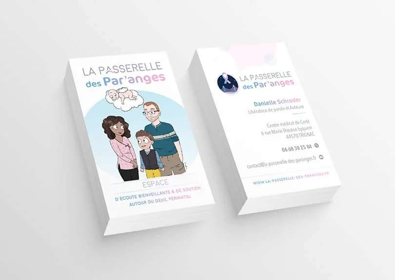 Création impression cartes de visite La Passerelle des Par'anges© CIMAJINE graphiste Saint-Nazaire